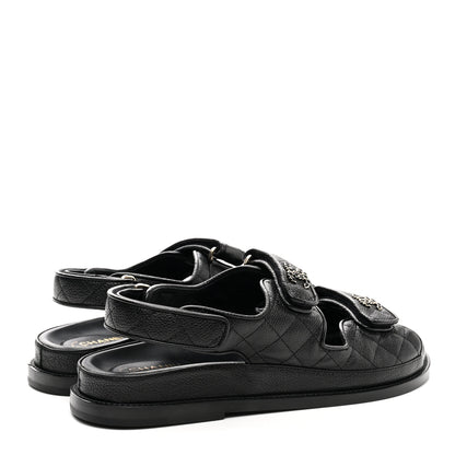 Chanel Grained Calfskin Velcro Dad Sandals 40 Black 4 of 9