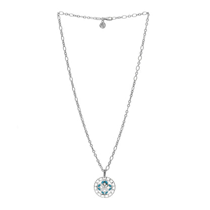 John Hardy Sterling Silver Enamel Kawung Round Pendant Necklace Blue 2 of 3