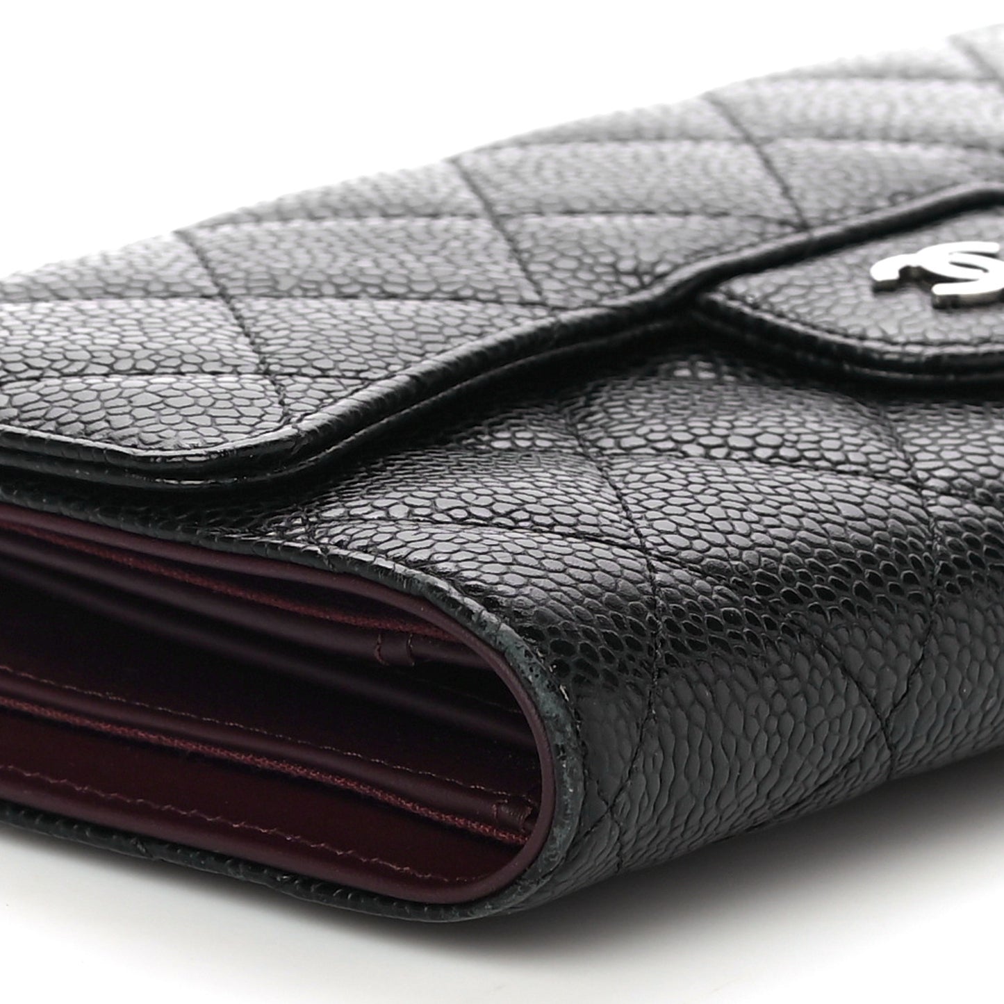 Caviar Quilted Large Flap Wallet Black