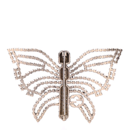 Gucci Crystal Interlocking GG Butterfly Brooch Silver 3 of 4
