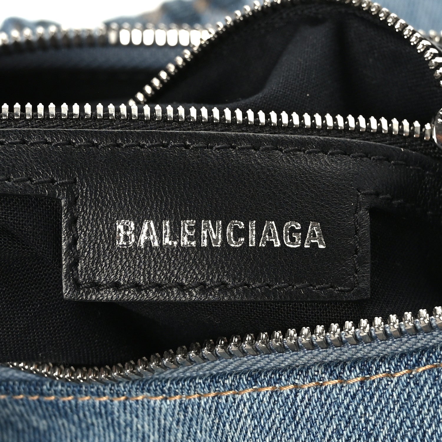 Balenciaga Washed Frayed Denim Crystal Small Le Cagole Shoulder Bag Blue 7 of 9