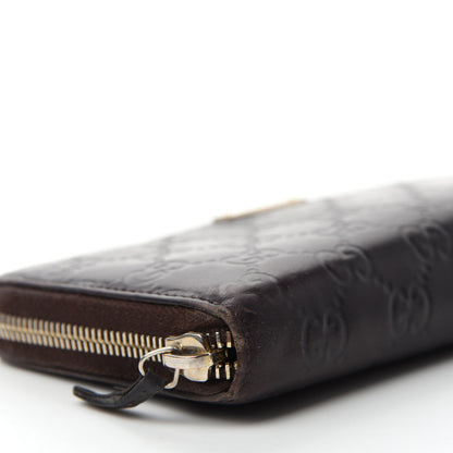 Gucci Guccissima Margaux Calfskin Metal Bar Zip Around Wallet Chocolate 6 of 11