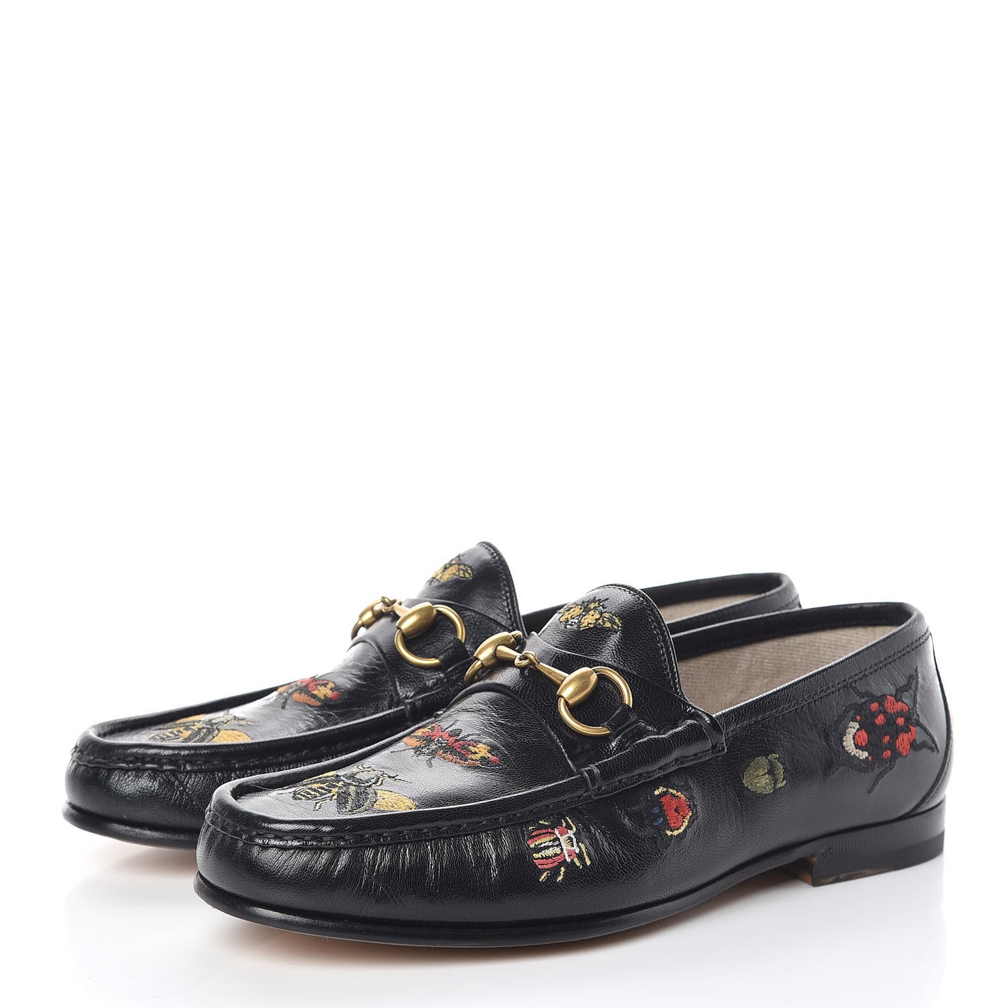 Goatskin Embroidered Mens 1953 Horsebit Loafers 6 Black