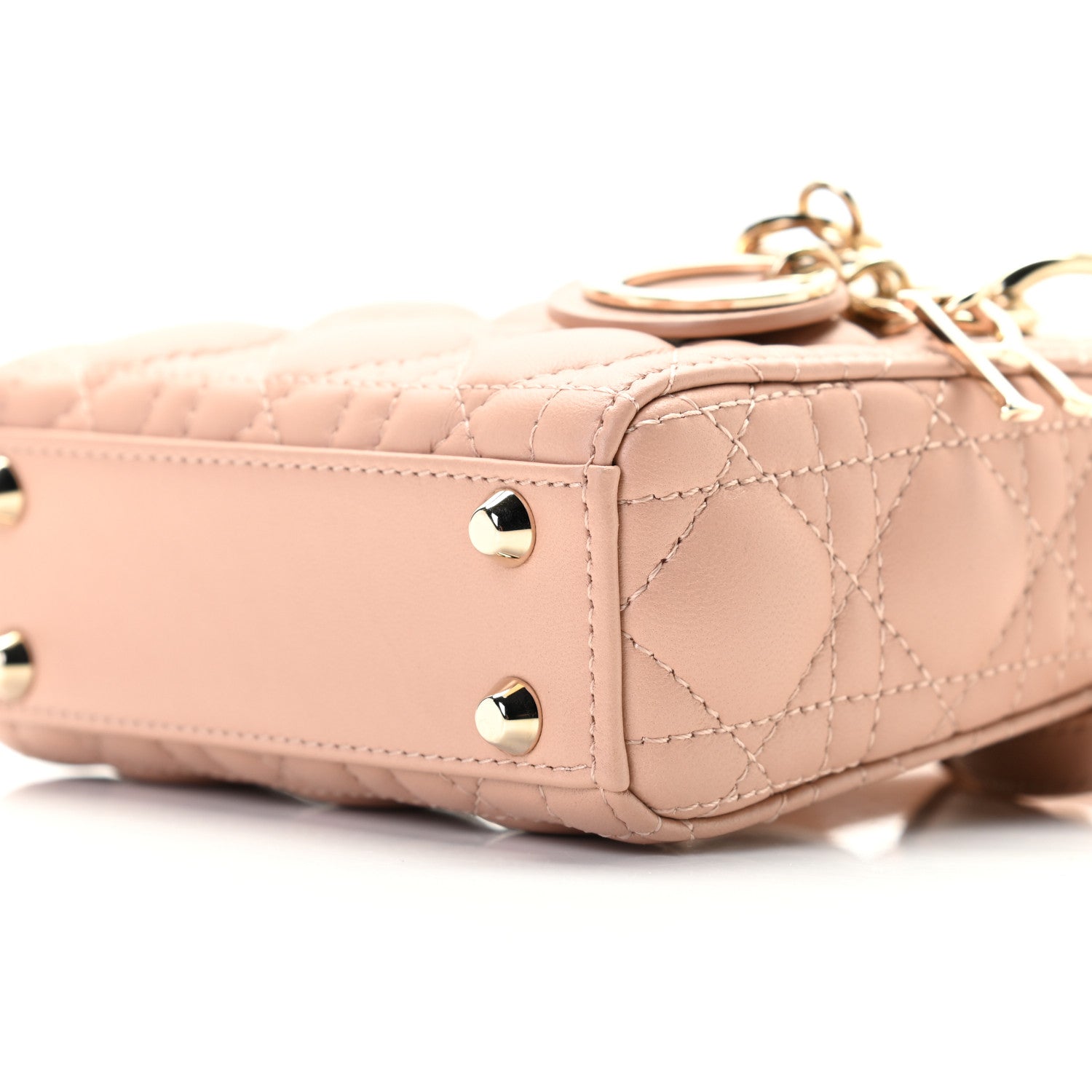 Christian Dior Lambskin Cannage Micro Lady Dior Rose De Vents 4 of 9