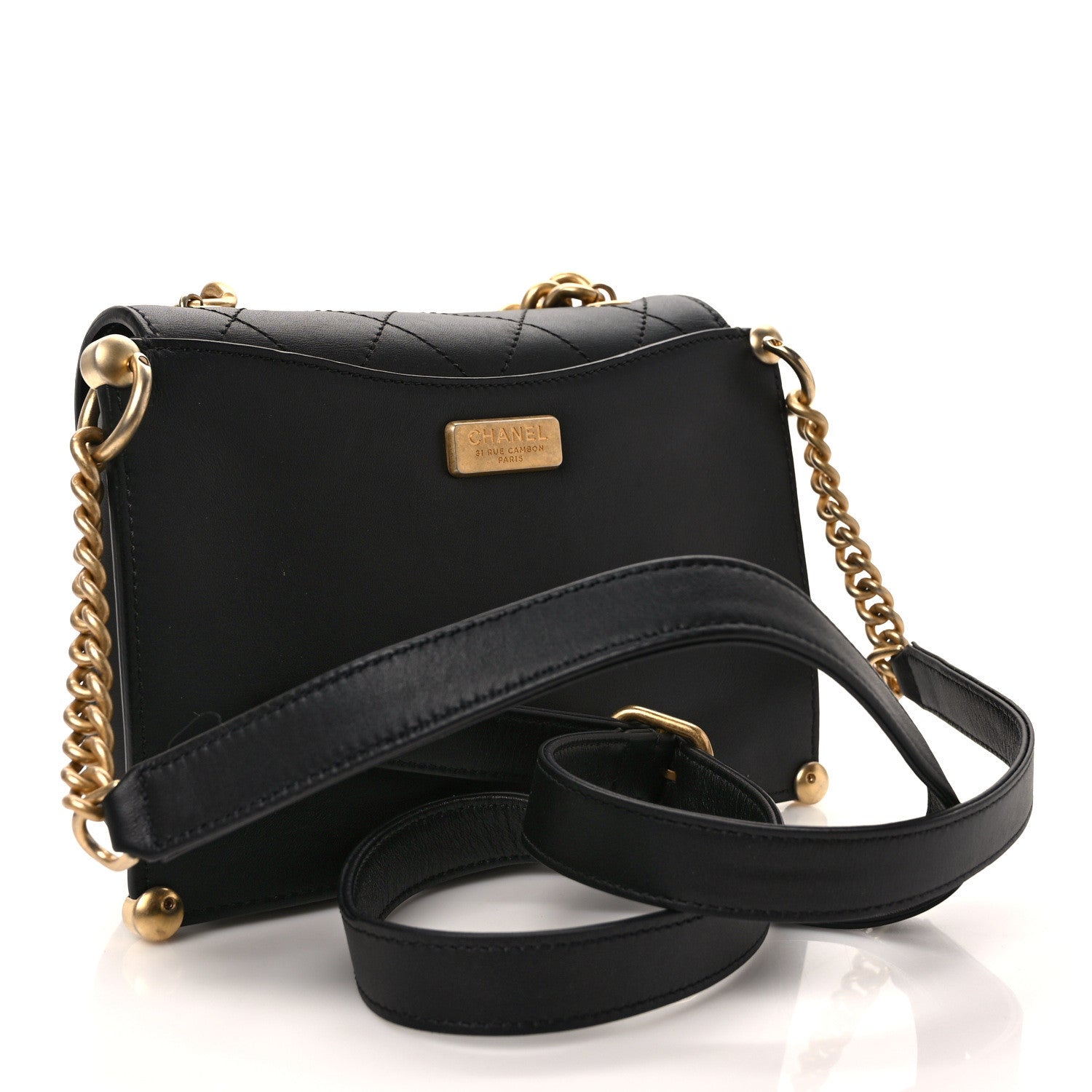 Chanel Calfskin Stitched Flap Black 3 of 10