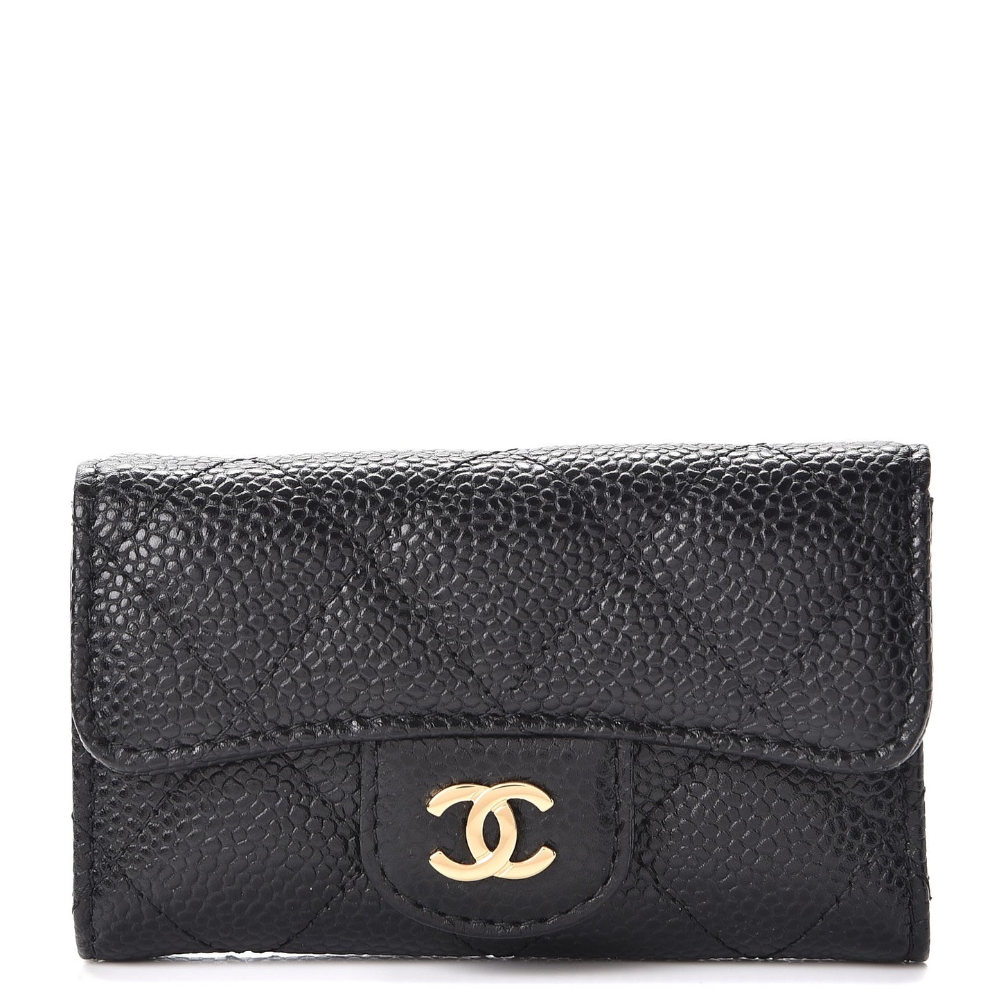 Caviar Quilted 6 Key Holder Black