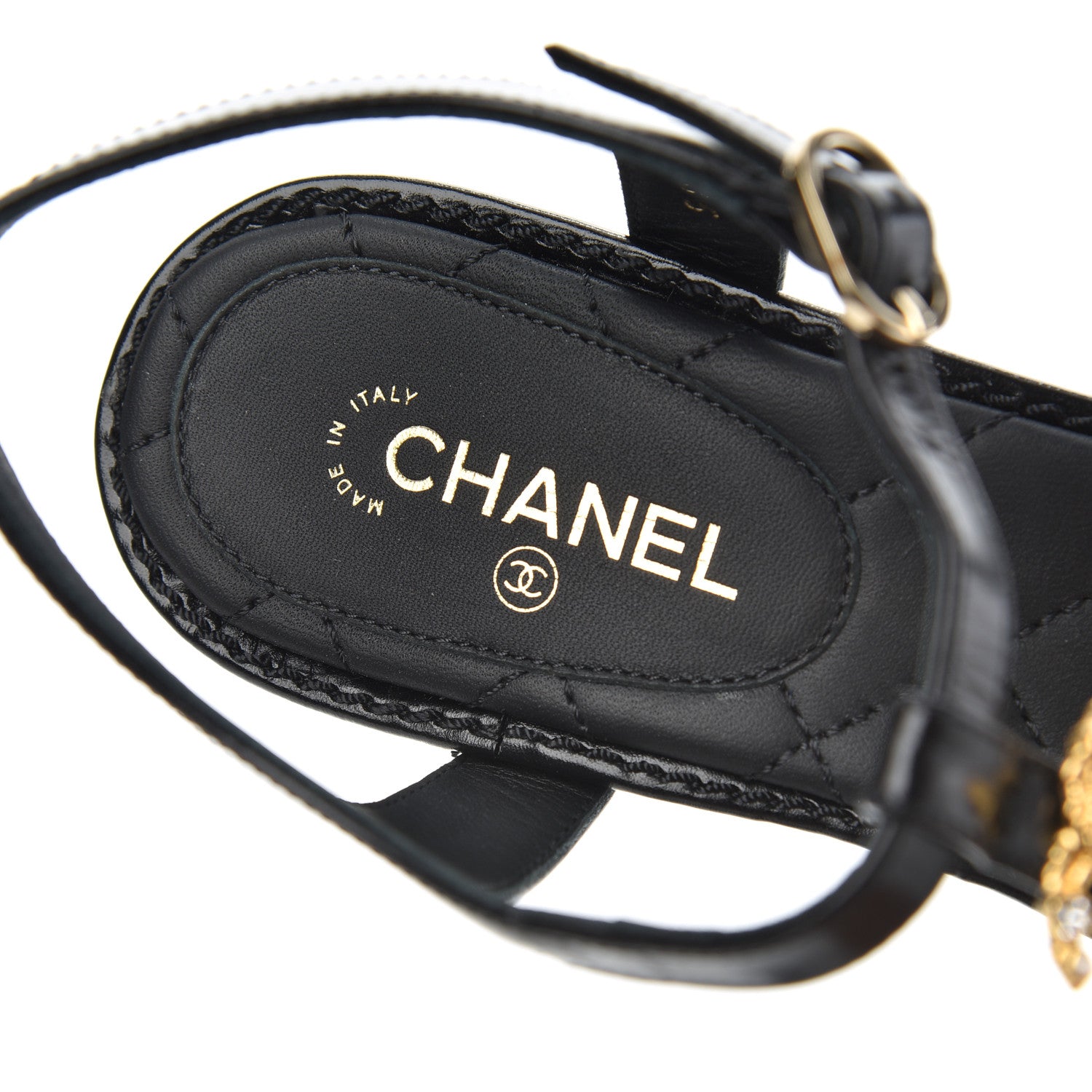 Chanel Calfskin Medallion CC Thong Sandals 38 Black 6 of 17
