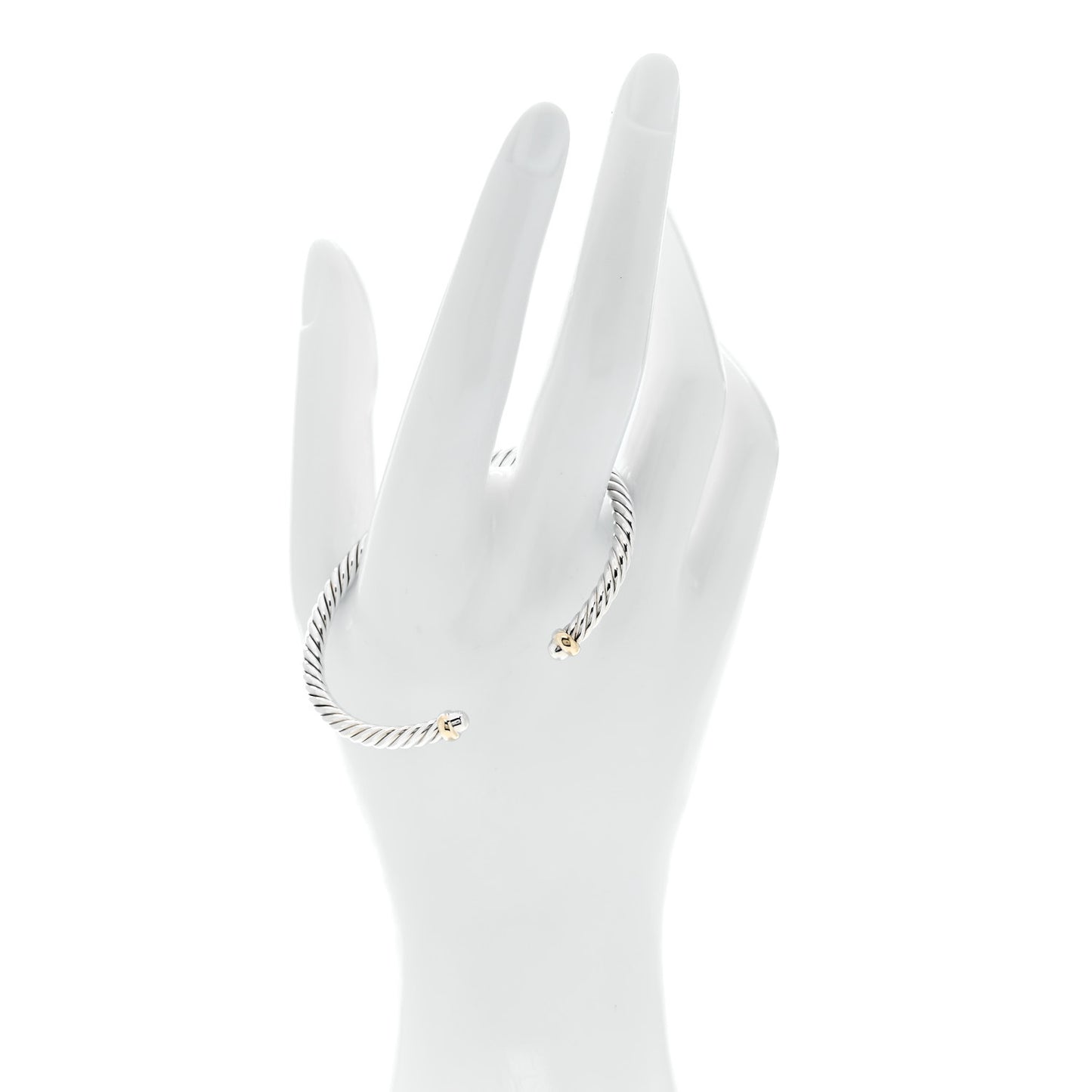 Sterling Silver 14K Yellow Gold 4mm Cable Flex Bracelet