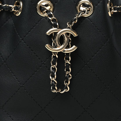 Chanel Calfskin Stitched Small Egyptian Amulet Drawstring Bag Black 8 of 11