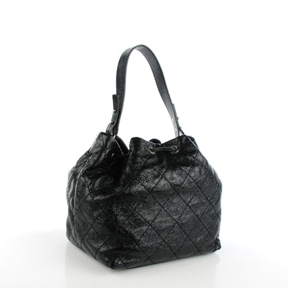 Chanel Glazed Calfskin On The Road Drawstring Tote Black 4 of 8