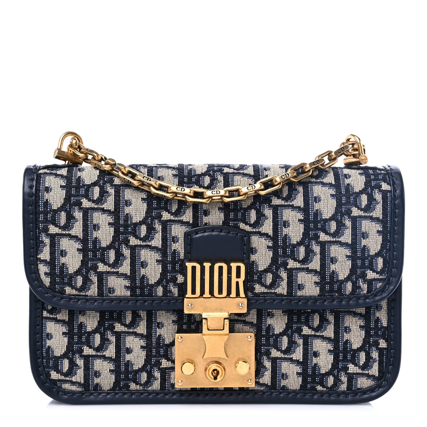 Oblique Small DiorAddict Flap Bag Navy Blue