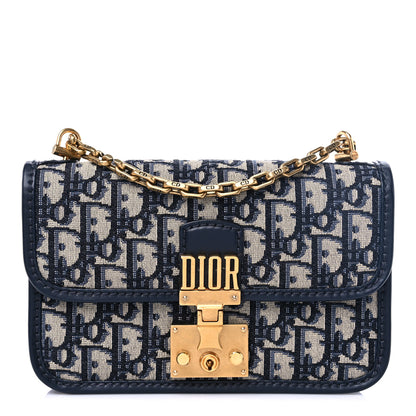 Christian Dior Oblique Small DiorAddict Flap Bag Navy Blue 1 of 5
