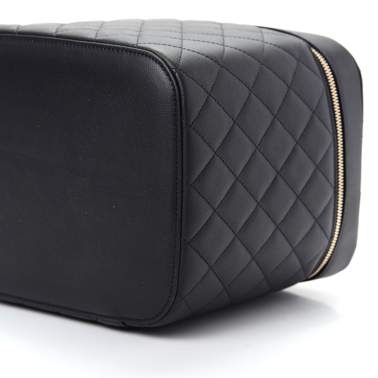 Caviar Quilted Large Vanity Pouch Black