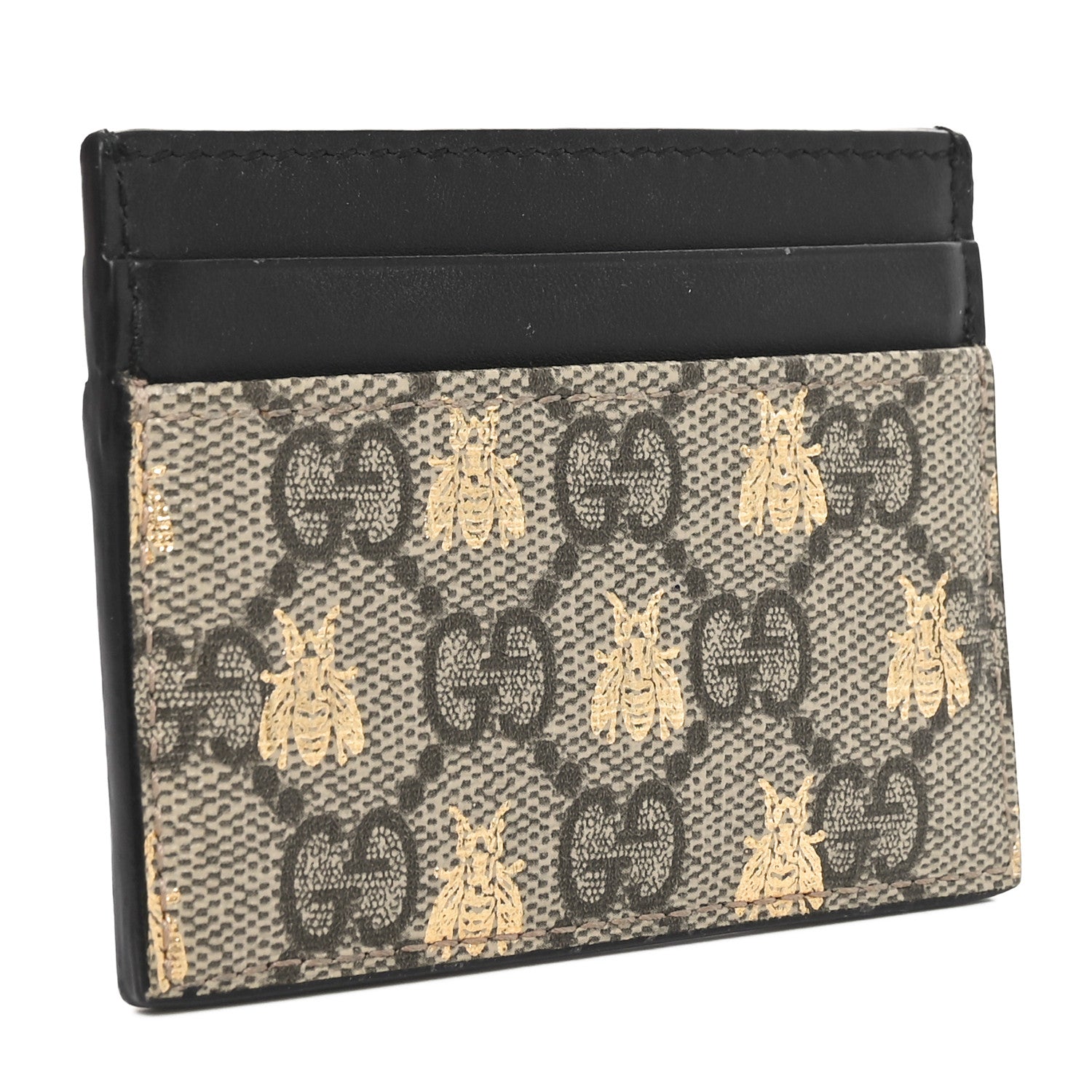 Gucci GG Supreme Monogram Bees Card Holder Black 3 of 7