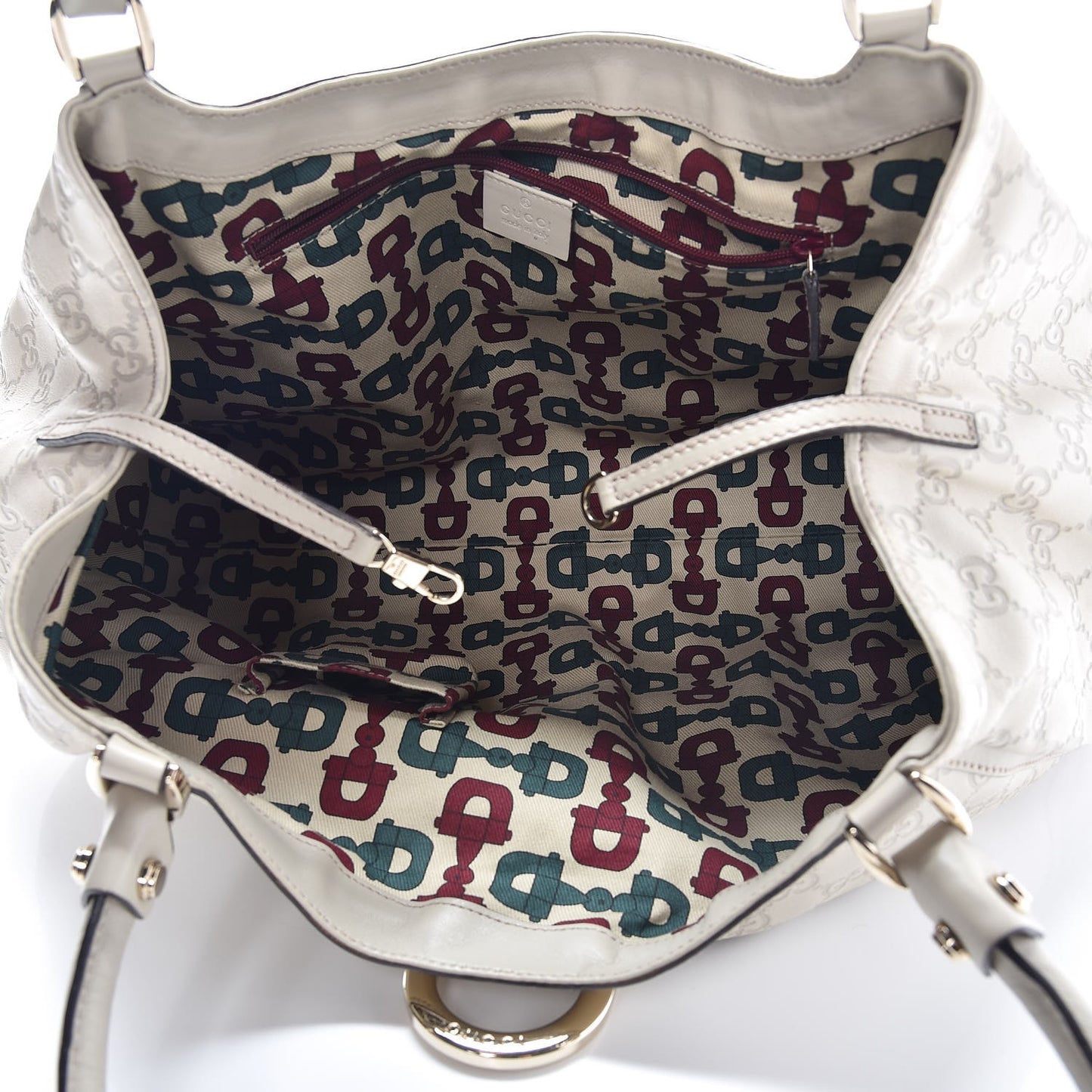 Guccissima Large D Gold Ring Shoulder Bag Off White
