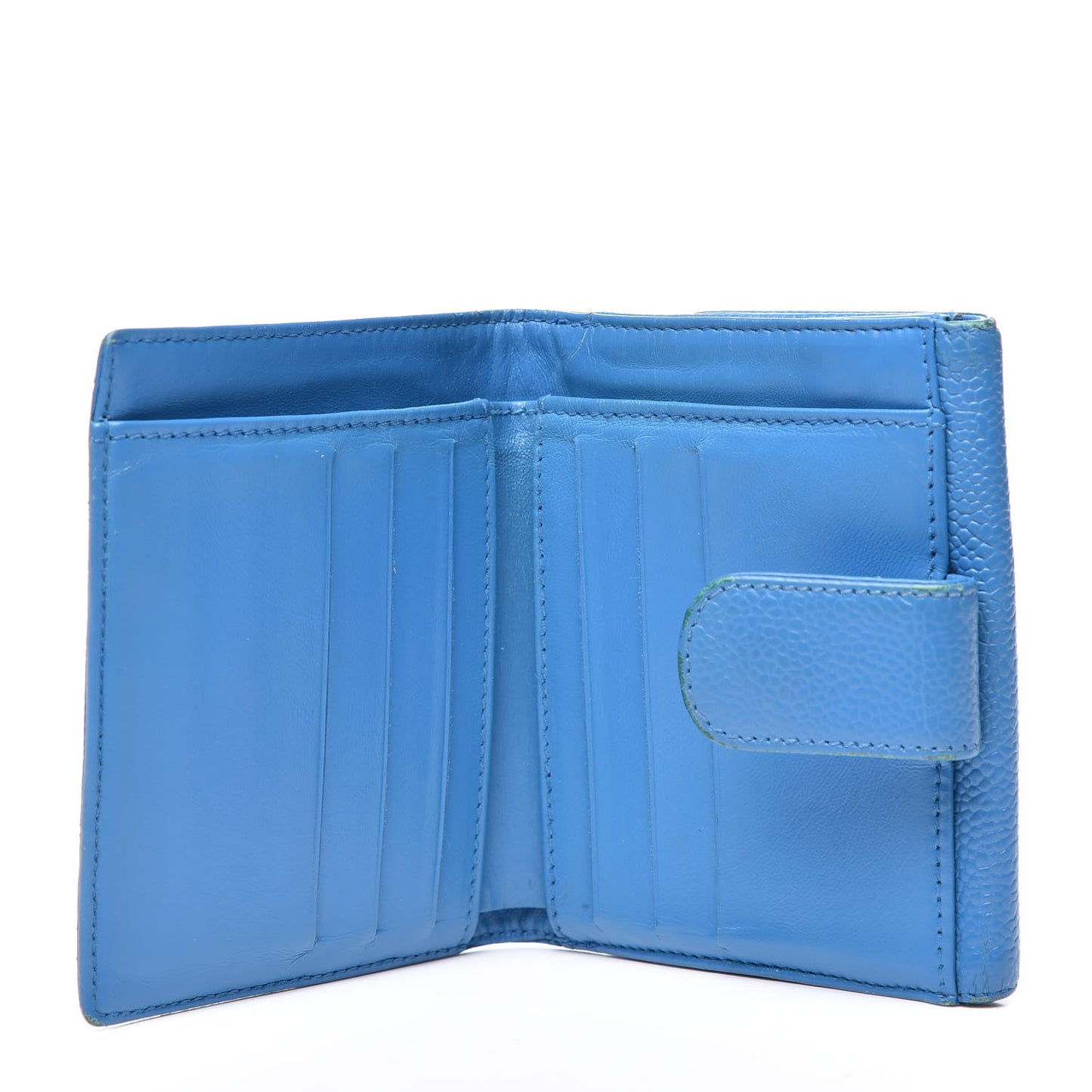 Caviar Timeless CC Compact French Wallet Blue