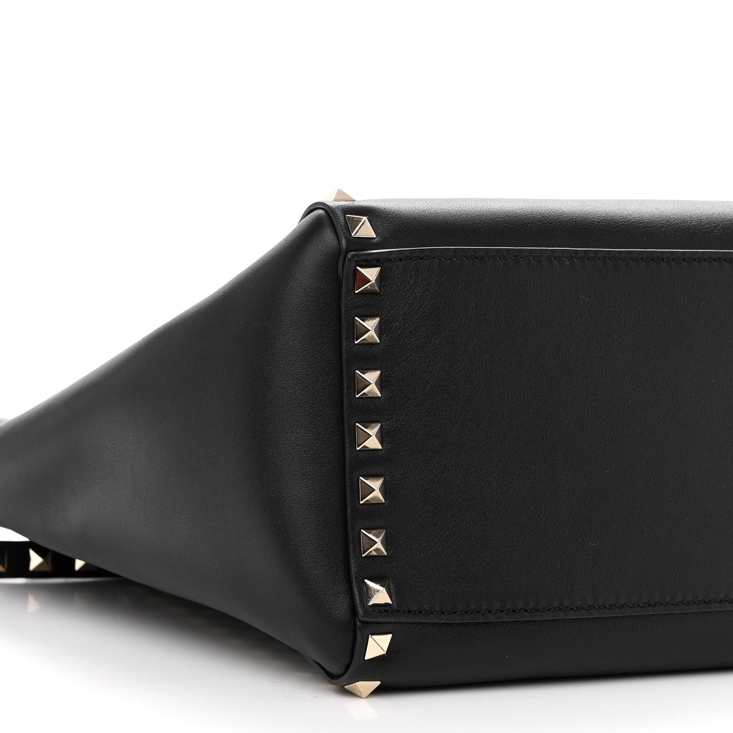 Vitello Rockstud Double Handle Tote Black