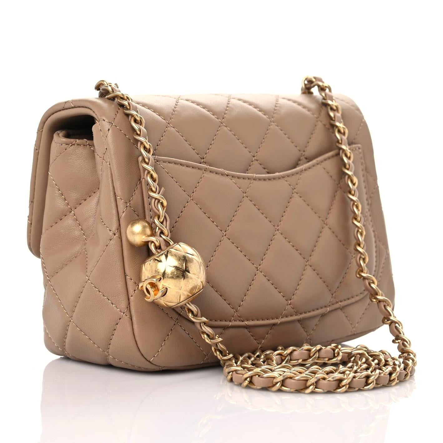 Chanel Lambskin Quilted Mini Pearl Crush Flap Beige 3 of 9