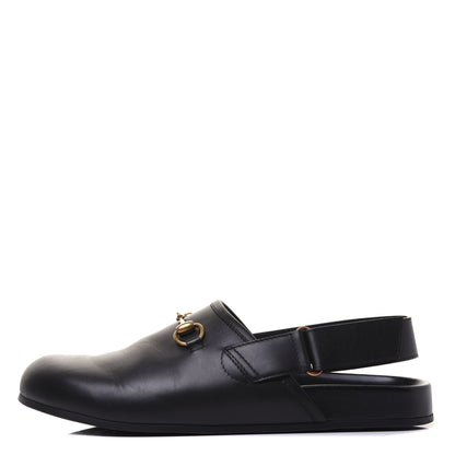 Gucci Calfskin Mens Horsebit River Slingback Slippers 10 Black 1 of 12