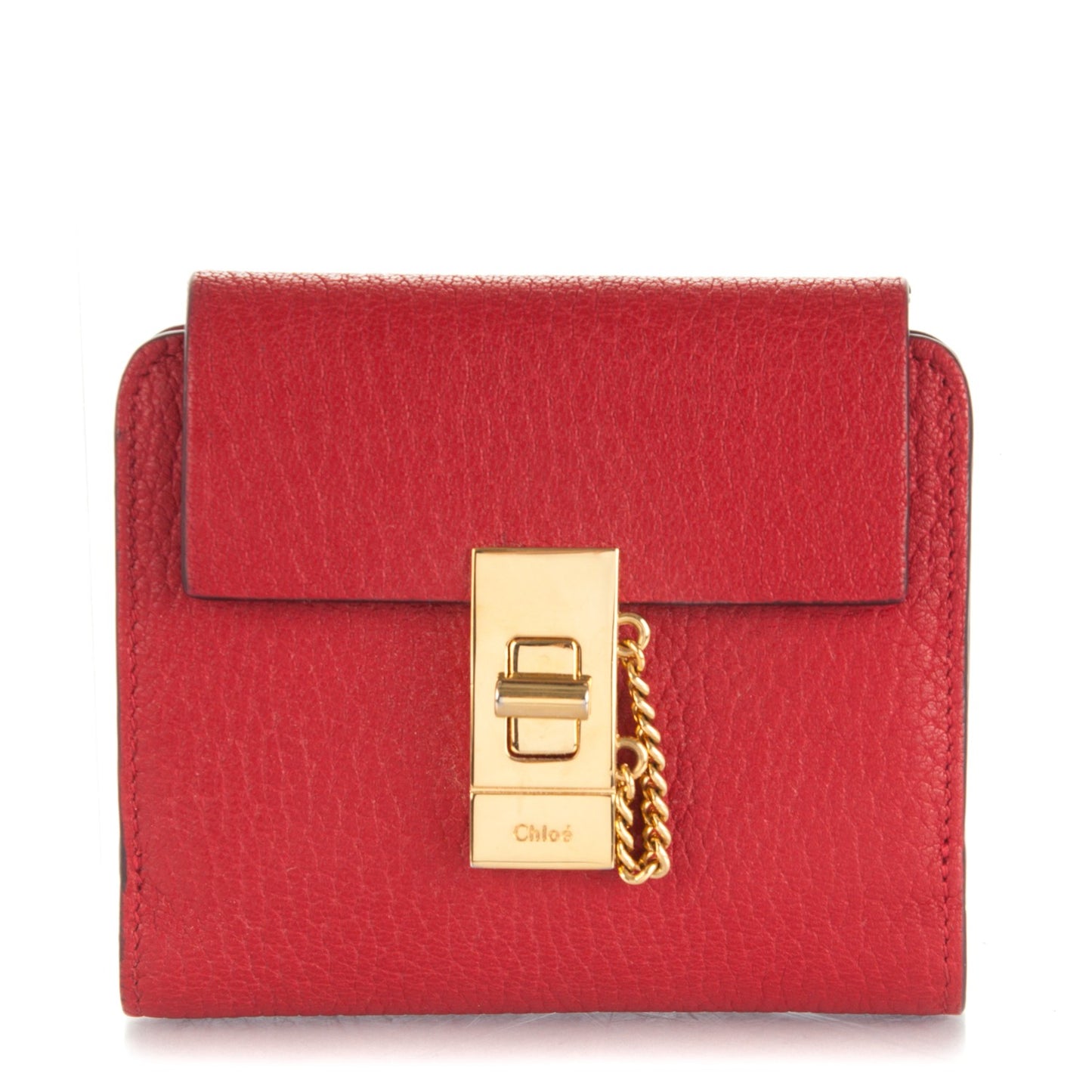 Grained Lambskin Drew Square Wallet Plaid Red