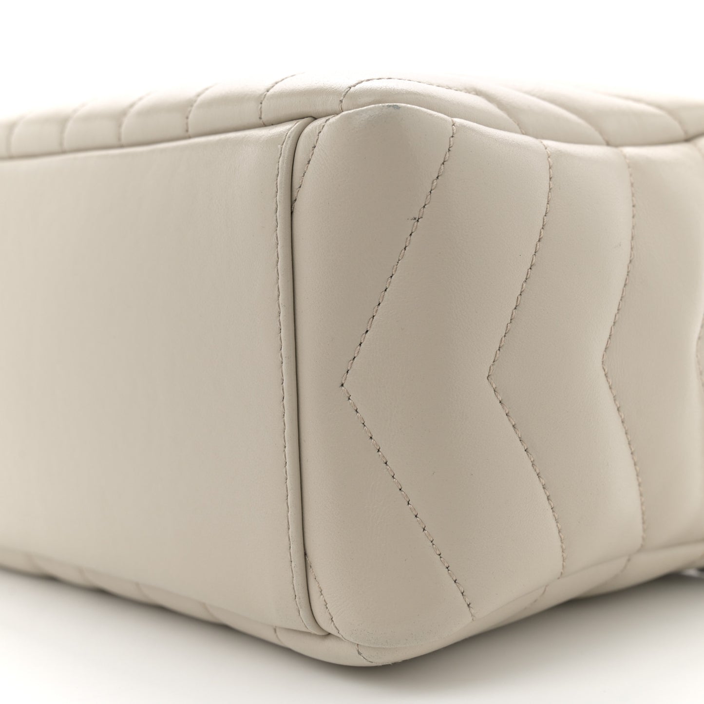 Calfskin Y Quilted Monogram Small Loulou Bowling Bag Ivory