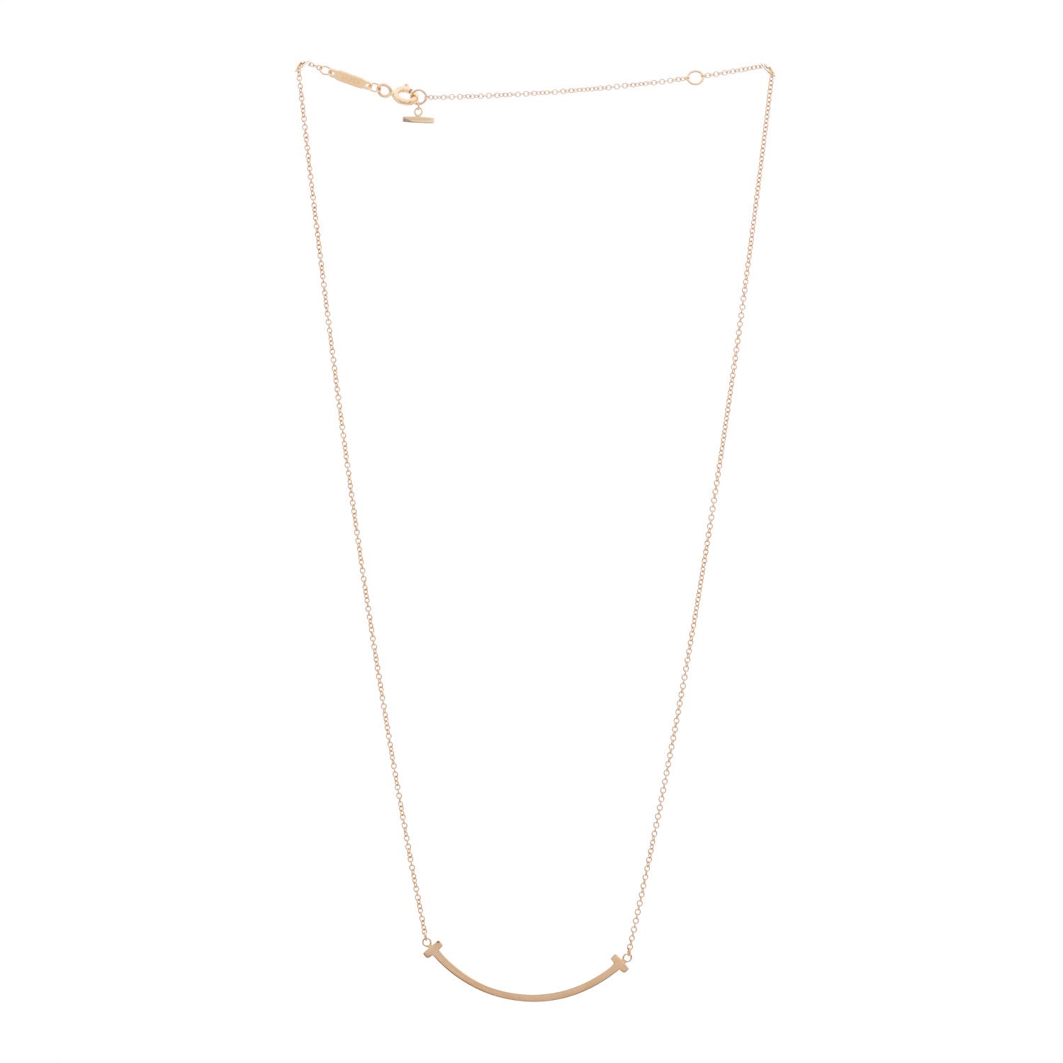 Tiffany 18K Rose Gold Small T Smile Pendant Necklace 3 of 7