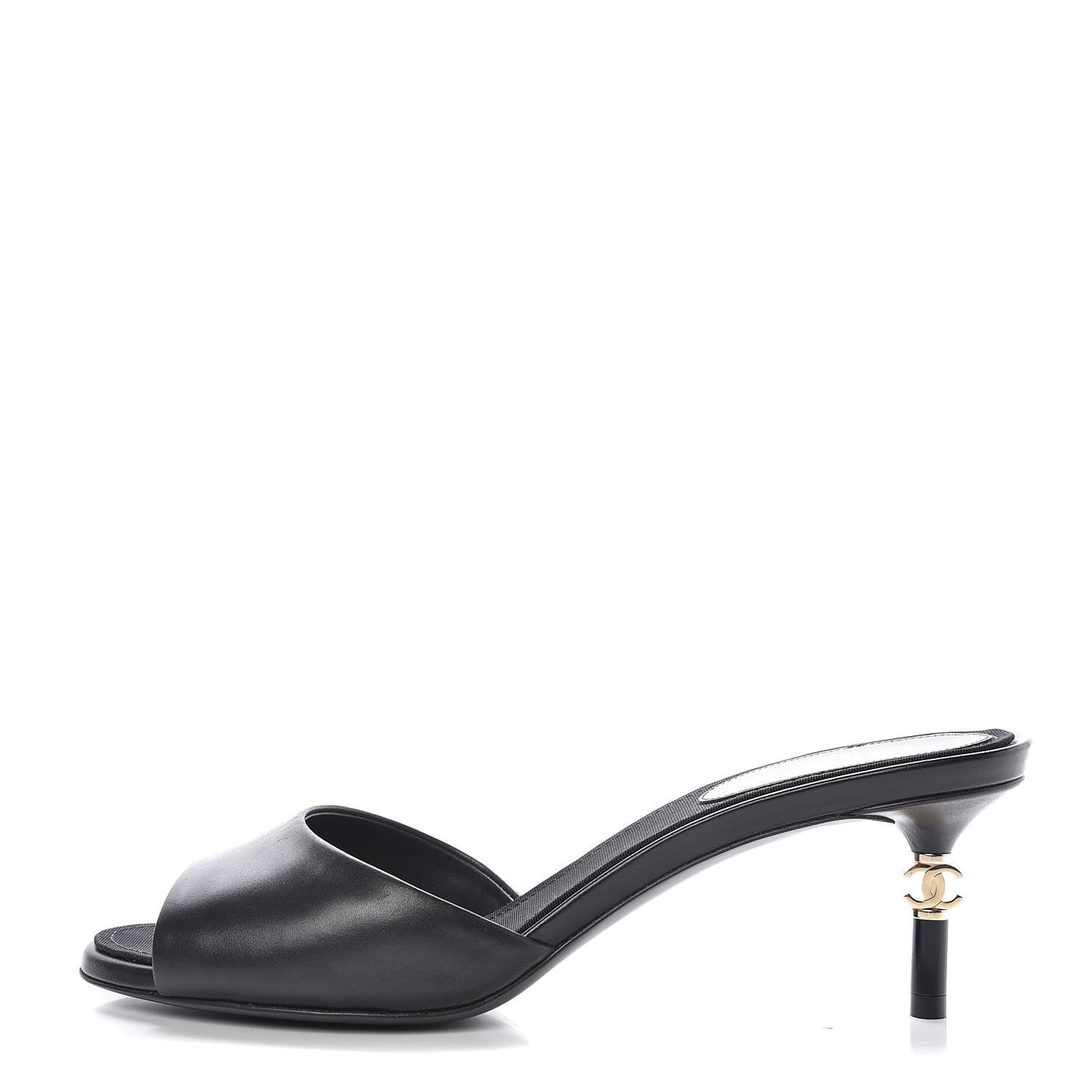 Calfskin Grosgrain CC Mules 38.5 Black