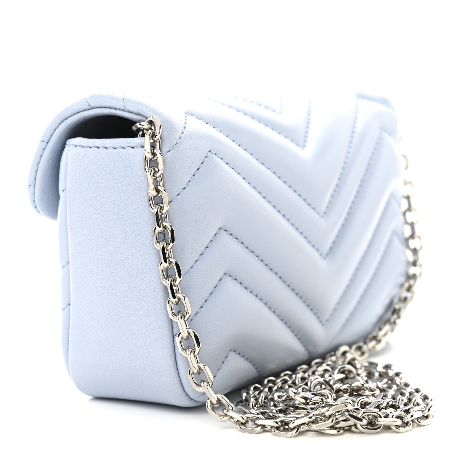 Gucci Lambskin Matelasse Mini GG Marmont Shoulder Bag Porcelain Light Blue 3 of 10
