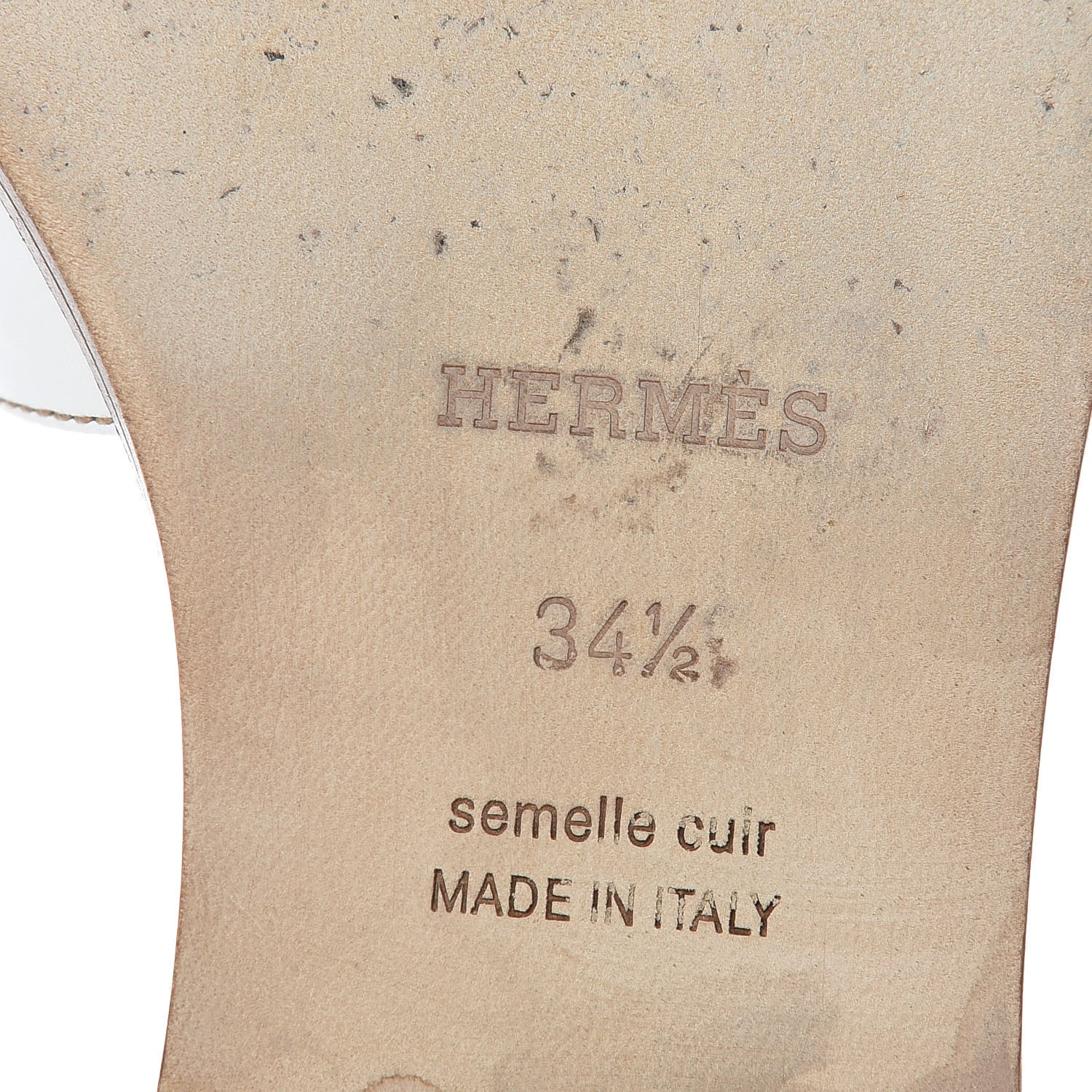 Hermes Box Calfskin Oran Sandals 34.5 White 8 of 12
