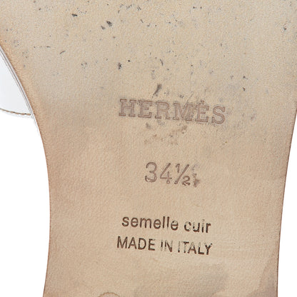 Hermes Box Calfskin Oran Sandals 34.5 White 8 of 12