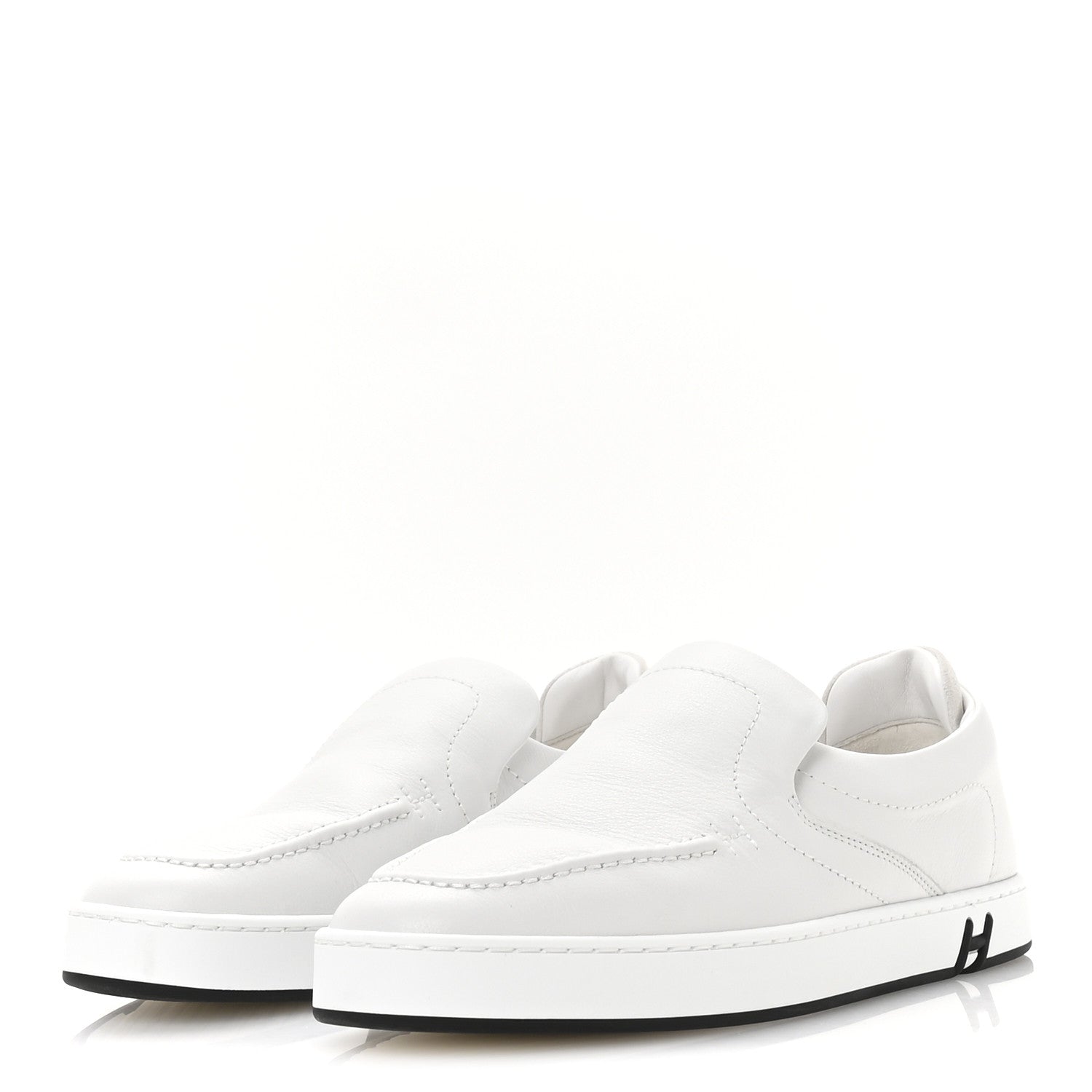 Hermes Calfskin Suede Goatskin Kiddy Slip On Sneakers 38 White 4 of 9