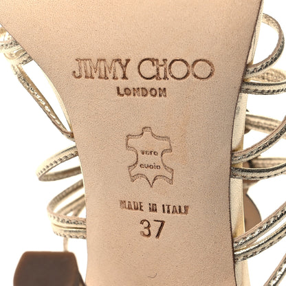 Jimmy Choo Metallic Nappa Medallion Sandals 37 Gold 6 of 10