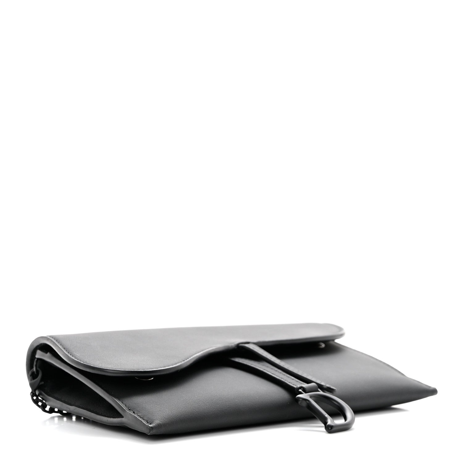 Christian Dior Ultra Matte Calfskin Saddle Chain Wallet Pouch Black 5 of 16