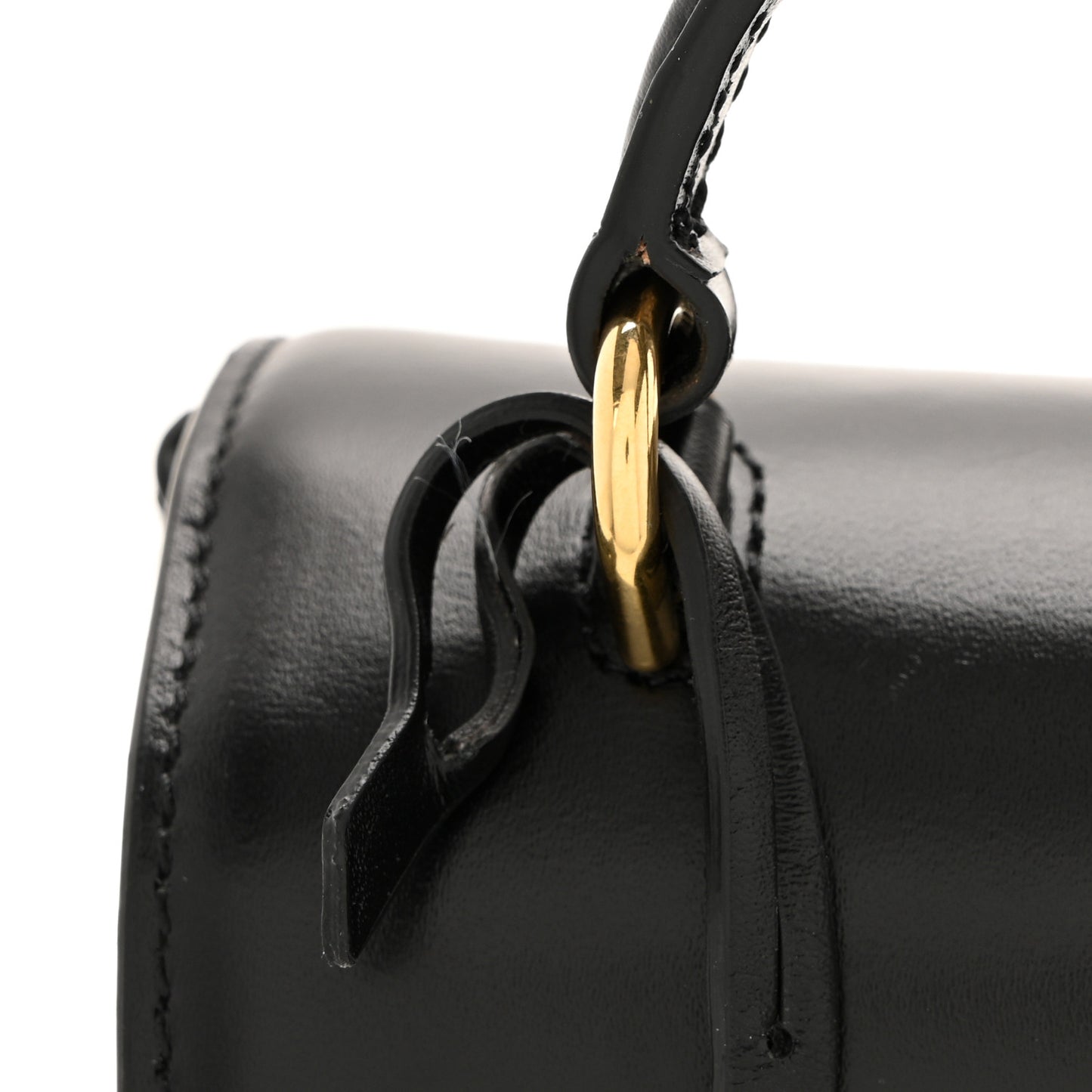 Satinated Calfskin Mini 16 Top Handle Bag Black