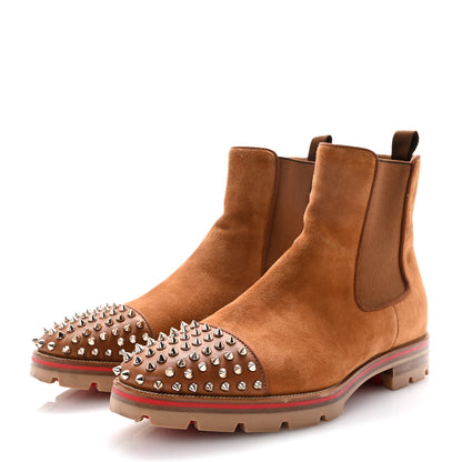 Christian Louboutin Mens Suede Spikes Chelsea Boots 43 Brown 4 of 8