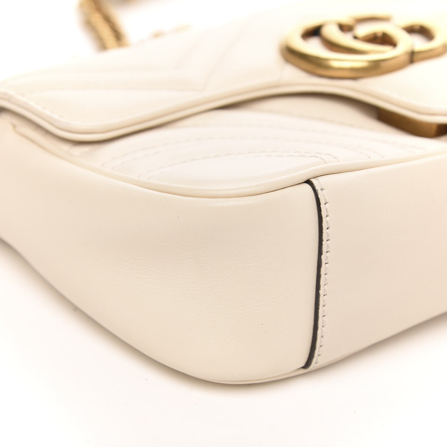 Gucci Calfskin Matelasse Mini GG Marmont Shoulder Bag White 8 of 11