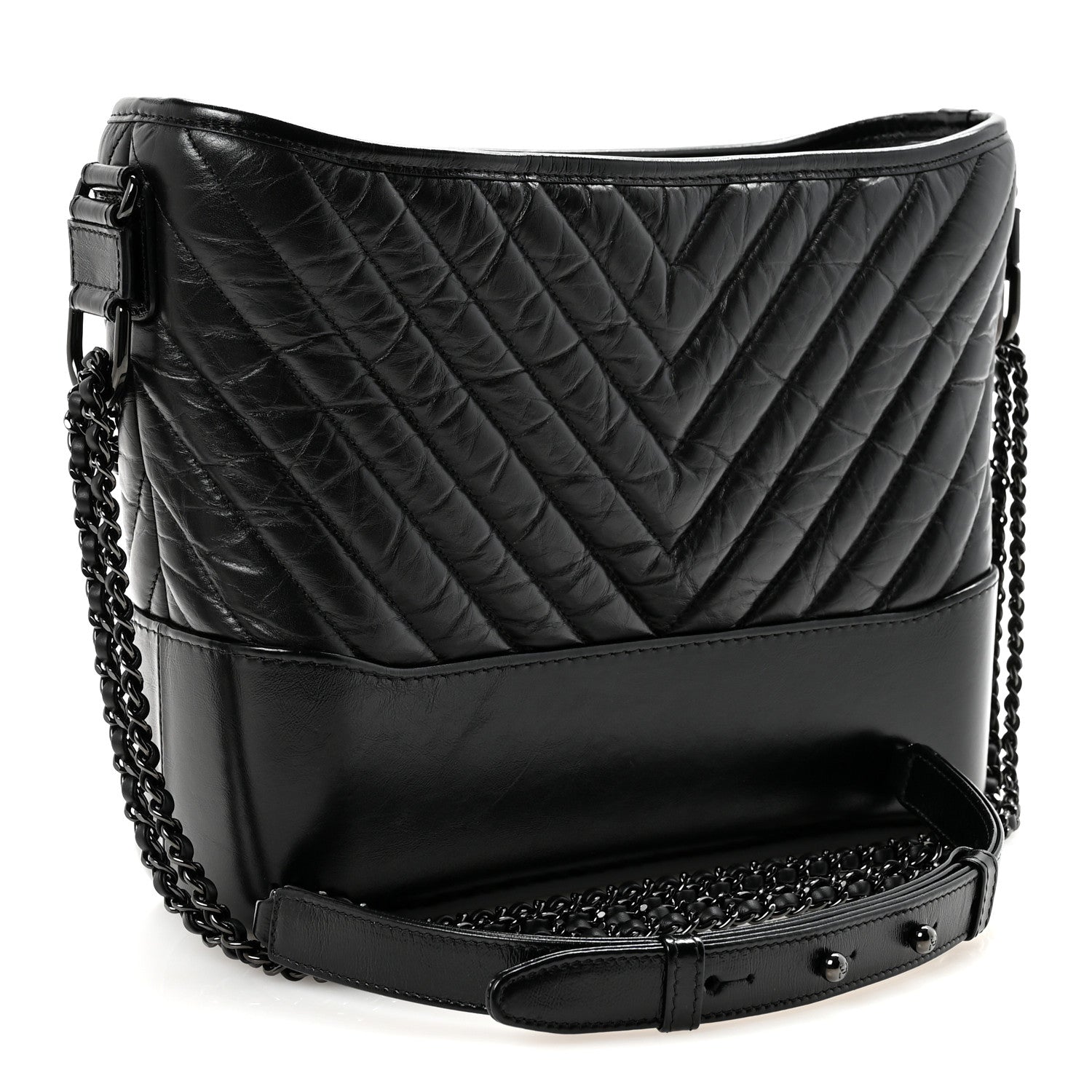 Chanel Aged Calfskin Chevron Quilted Medium Gabrielle Hobo So Black 3 of 10