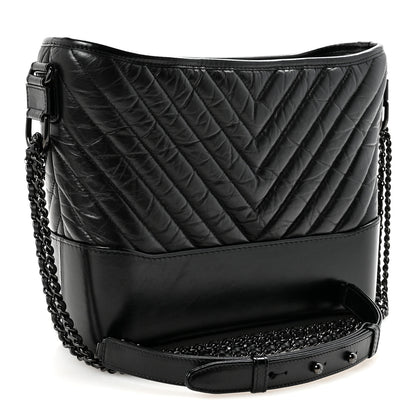Chanel Aged Calfskin Chevron Quilted Medium Gabrielle Hobo So Black 3 of 10