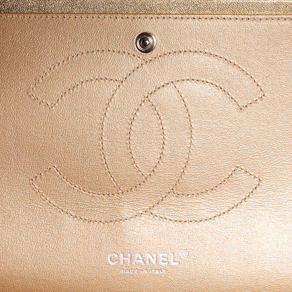 Chanel Metallic Washed Lambskin Quilted Jumbo Double Flap Dark Gold Black 7 of 8