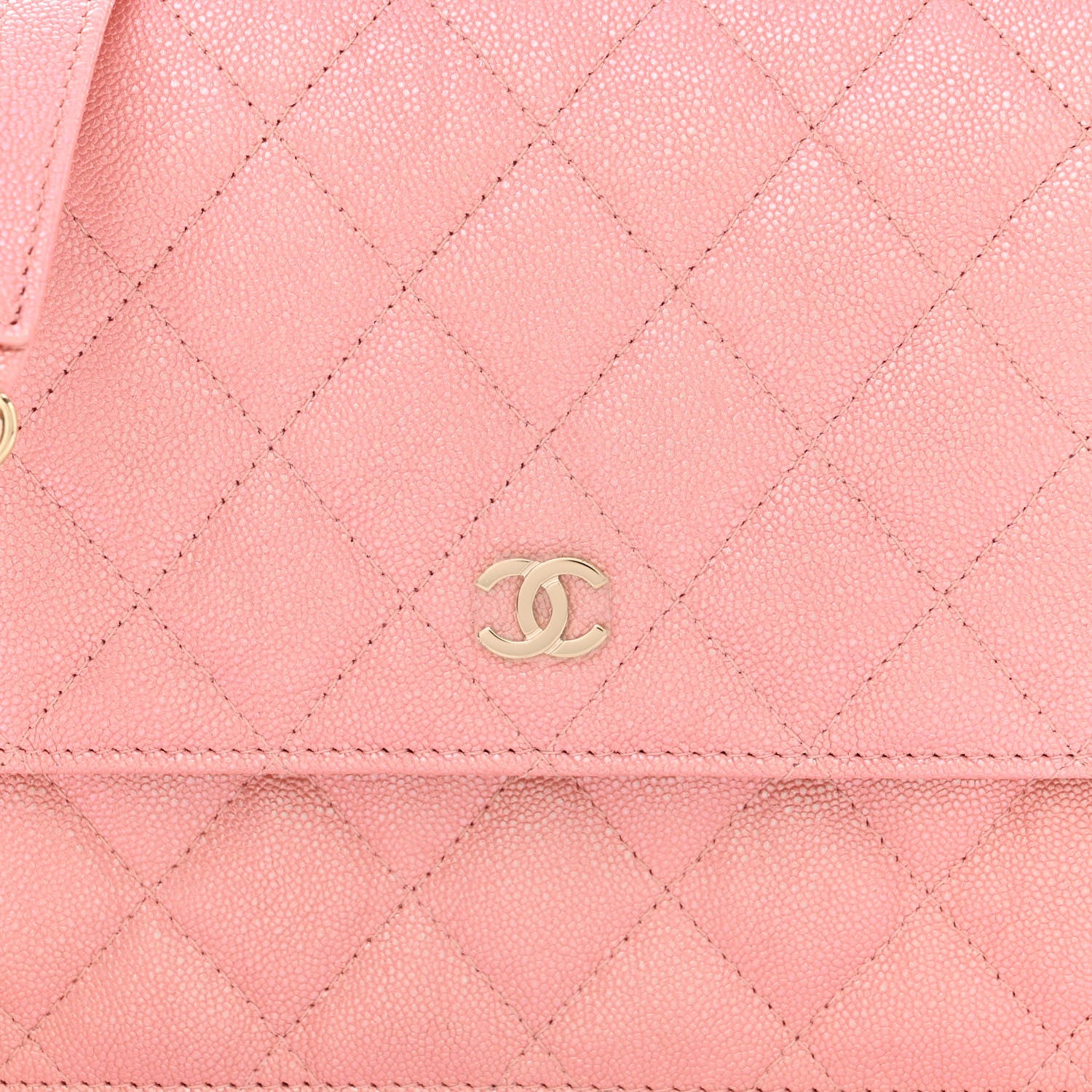 Chanel Iridescent Caviar Quilted Square Wallet On Chain WOC Rose Pink 9 of 12