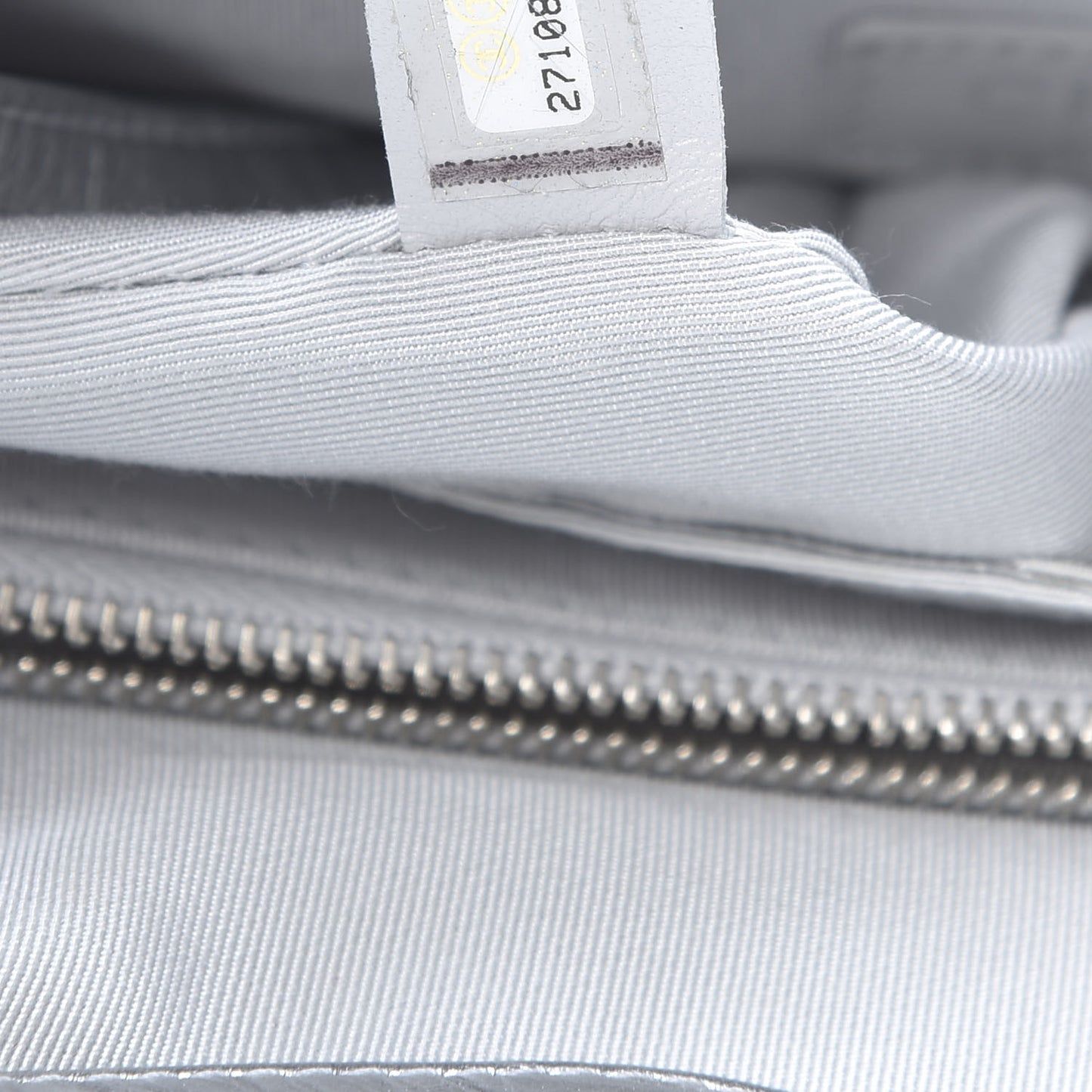 Metallic Crumpled Calfskin Small 31 Shopping Bag Silver