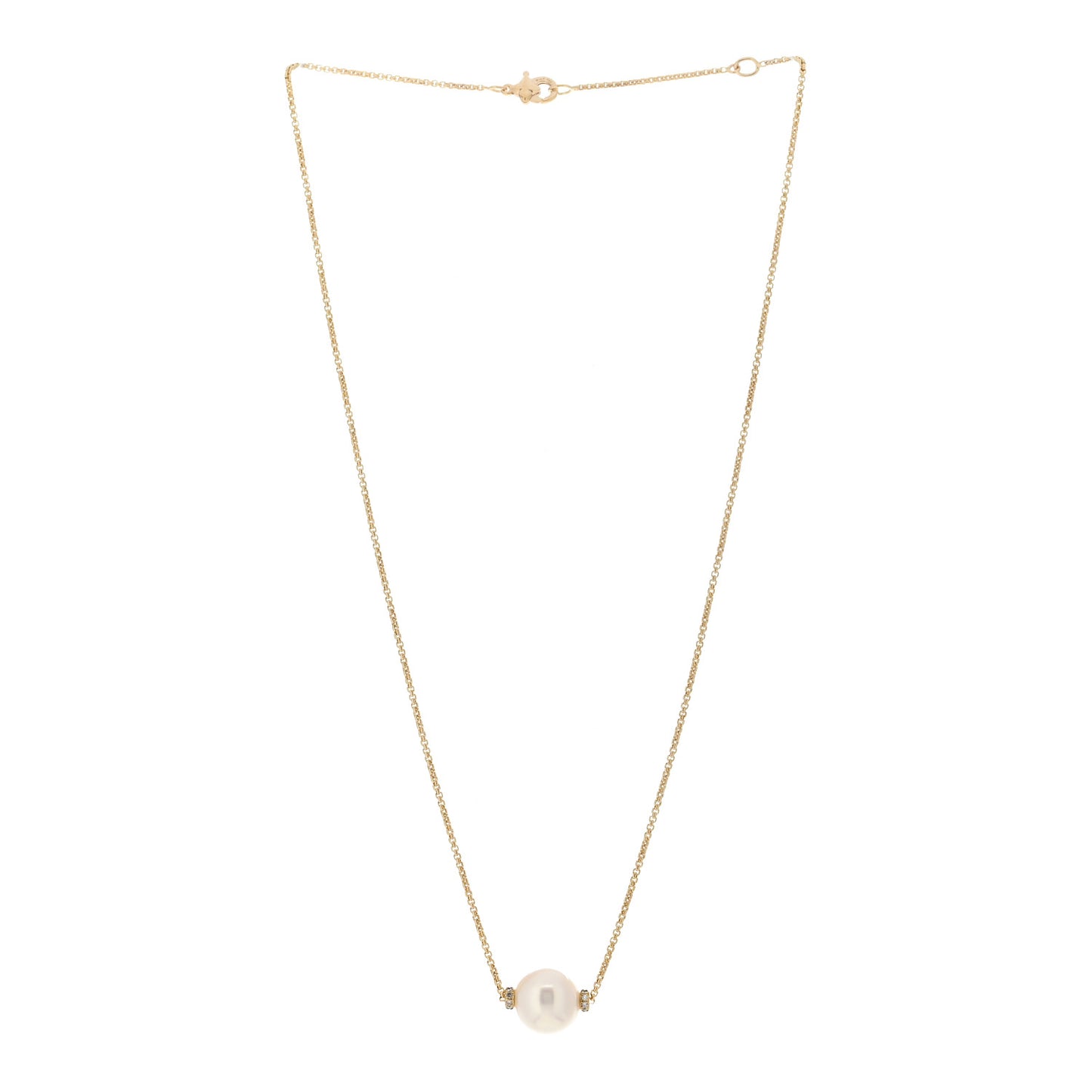 18K Yellow Gold Diamond South Sea Pearl 10.5-11mm Solari Pendant Necklace