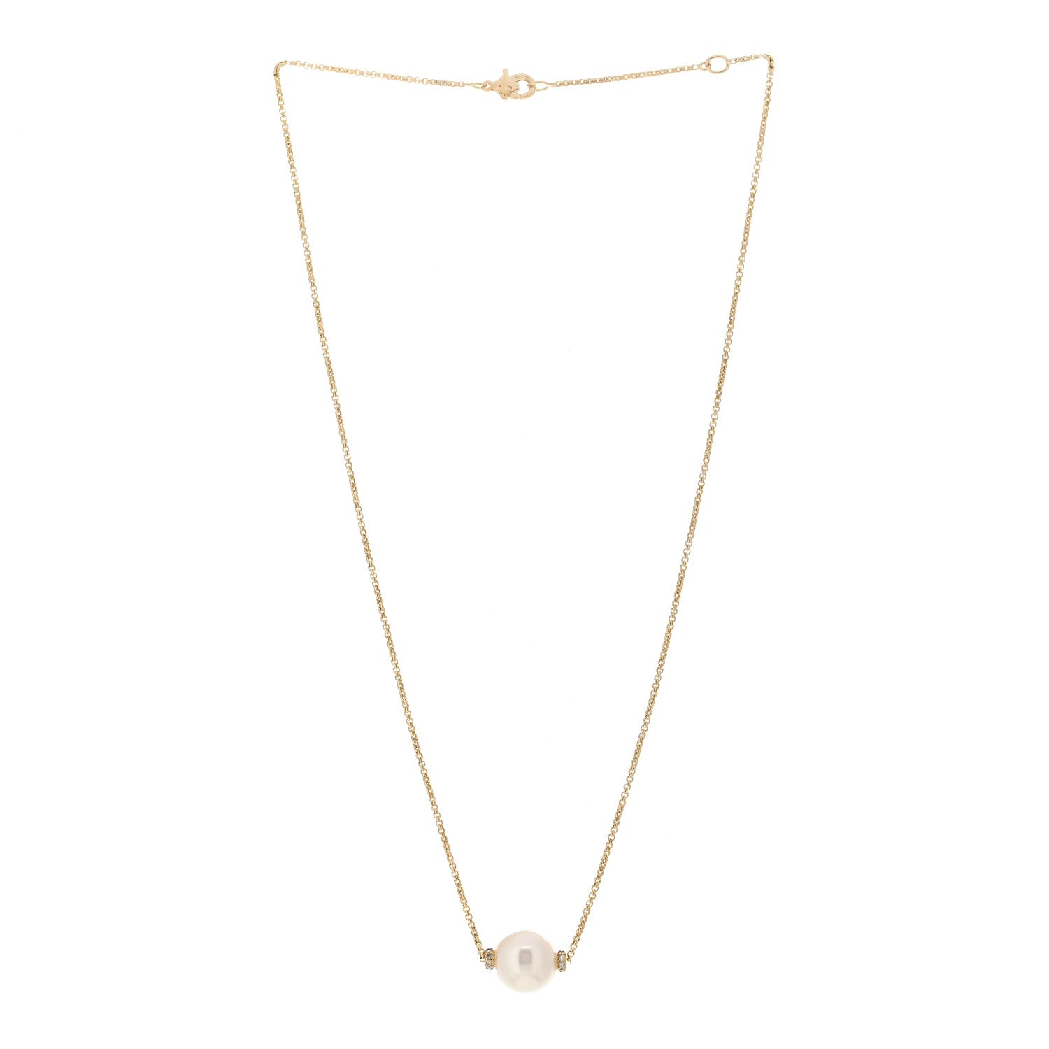 David Yurman 18K Yellow Gold Diamond South Sea Pearl 10.5-11mm Solari Pendant Necklace 3 of 4