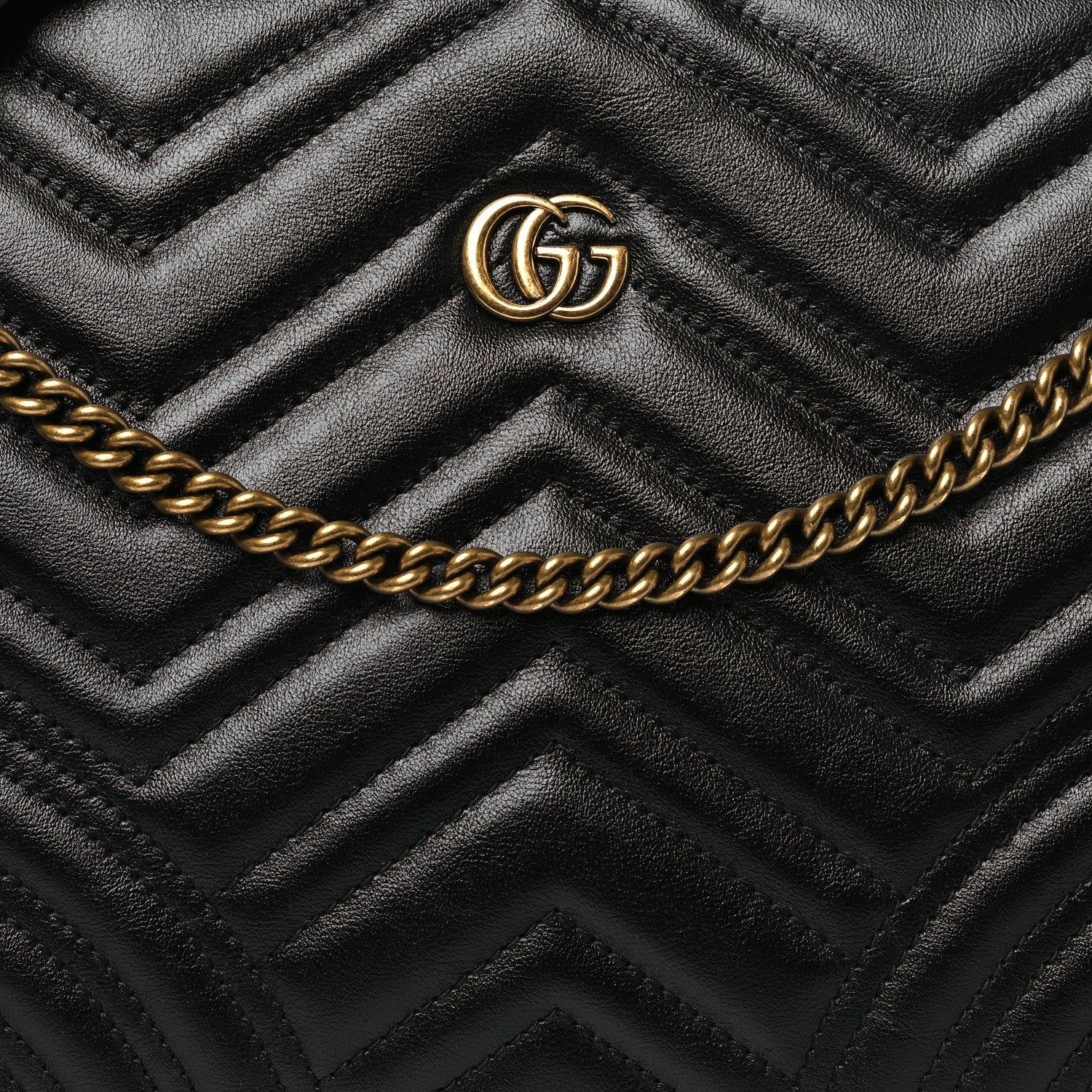 Gucci Azalea Calfskin Matelasse Heart Medium GG Marmont Slim Shoulder Bag Black 8 of 10