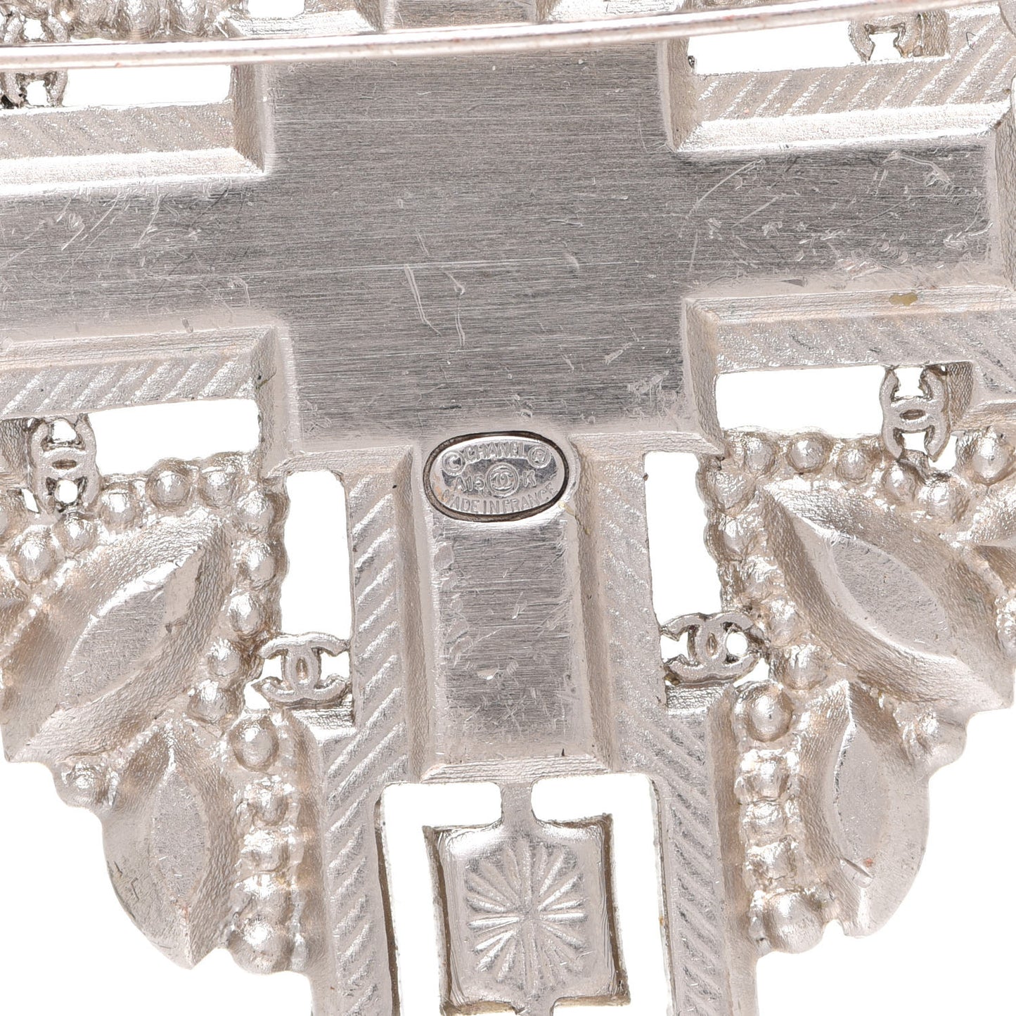 Crystal Baguette Maltese Cross Brooch Black Silver