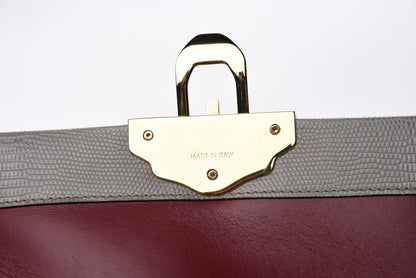 Dolce & Gabbana Iguana Calfskin Embossed Lucia Top Handle Bag Grey 6 of 12
