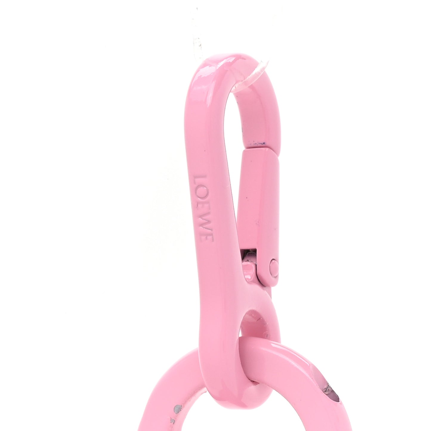 Varnished Metal Anagram Bag Charm Key Holder Pink