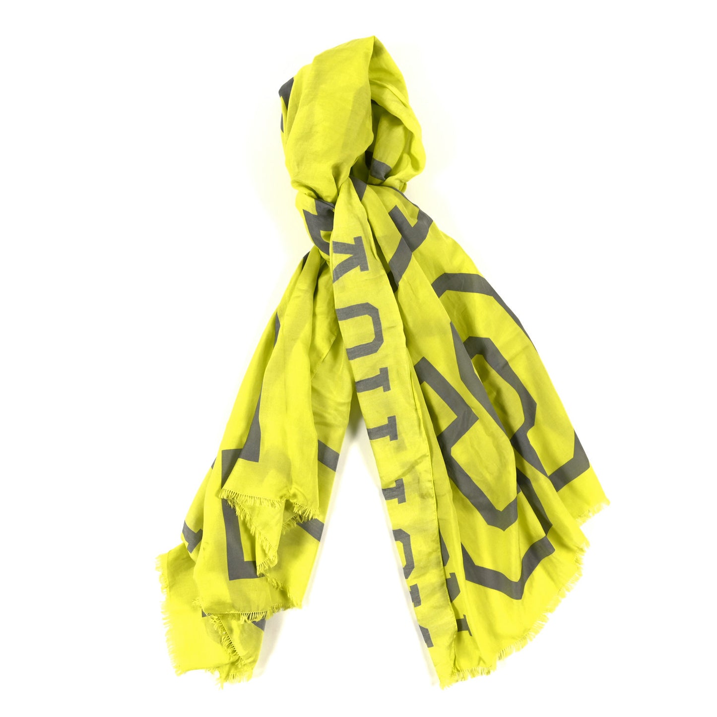 Cotton Silk Stole Fluo Yellow Grey