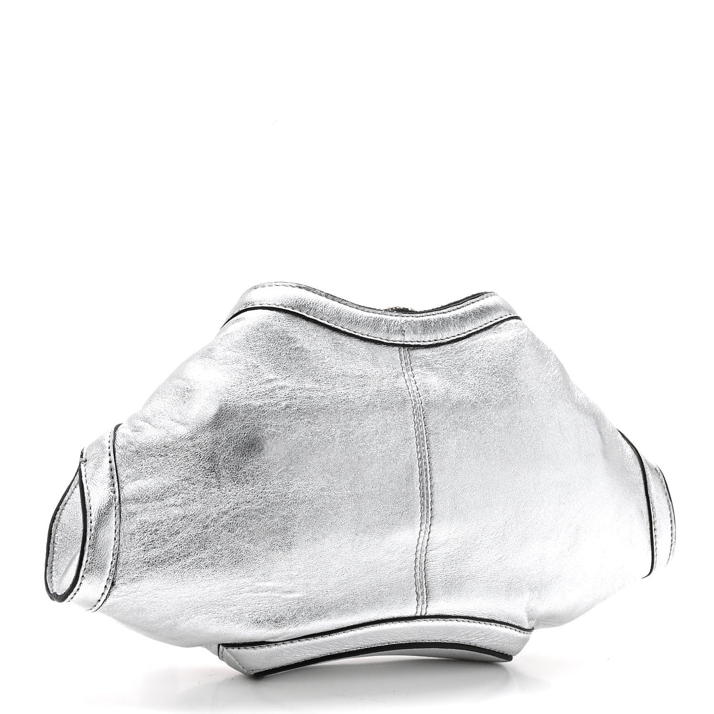 Metallic Lambskin De Manta Clutch Silver