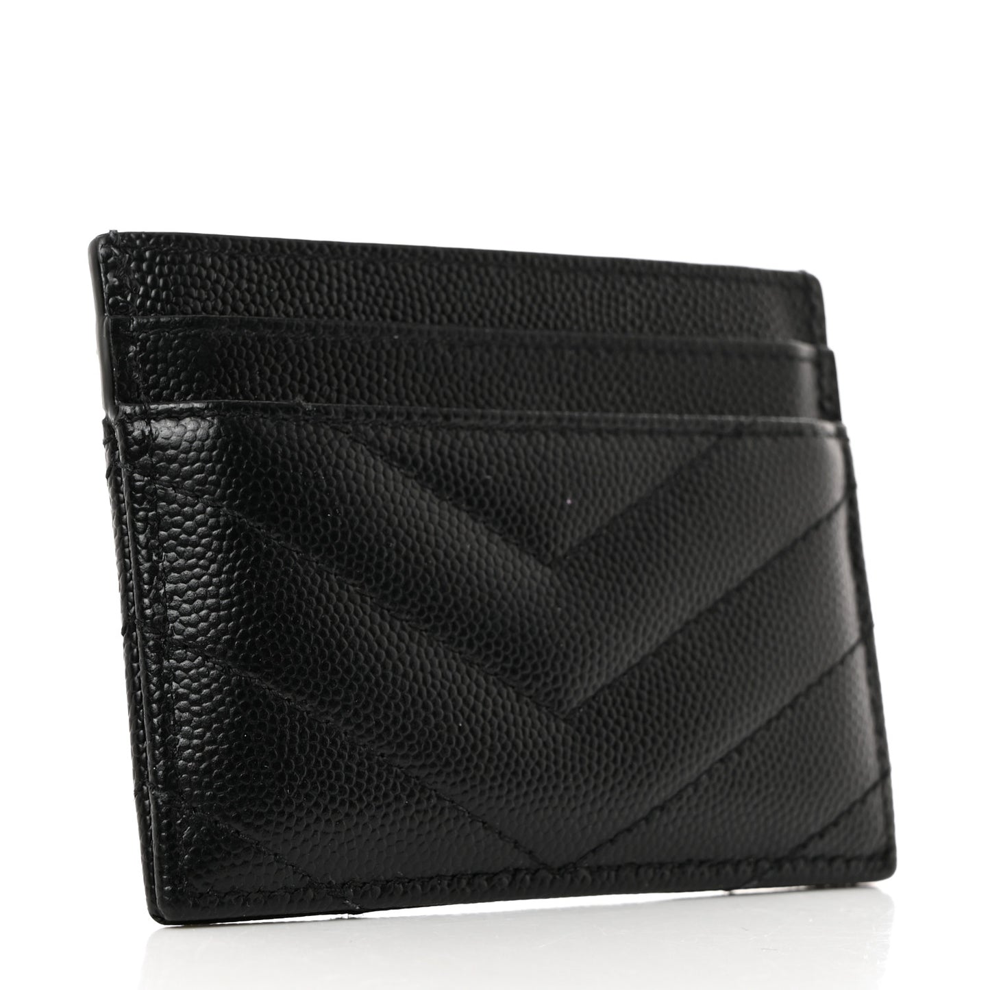 Grain De Poudre Matelasse Chevron Monogram Credit Card Case Black